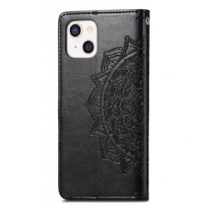 Flip Case voor iPhone 13 Mini Mandala Van Kunstleer Met Reliëf