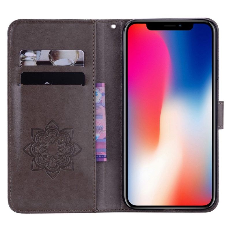 Folio-hoesje voor iPhone 13 Mini Anti-fall Uil Met Reliëf