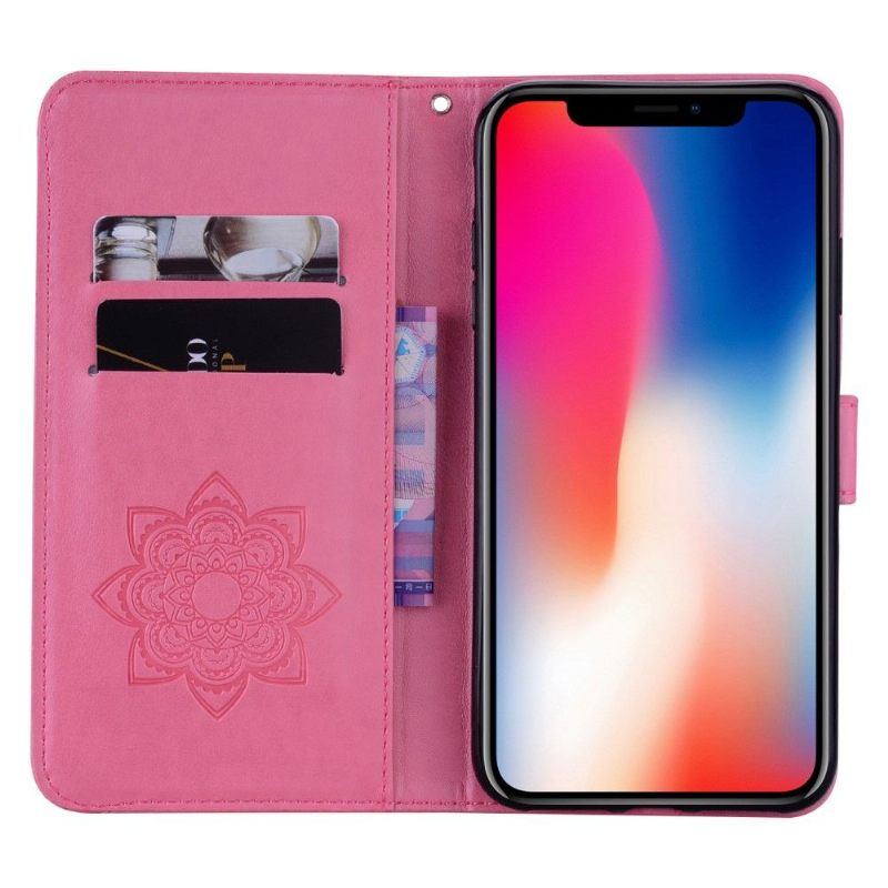 Folio-hoesje voor iPhone 13 Mini Anti-fall Uil Met Reliëf
