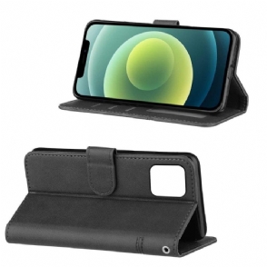 Folio-hoesje voor iPhone 13 Mini Lijnen Met Leereffect