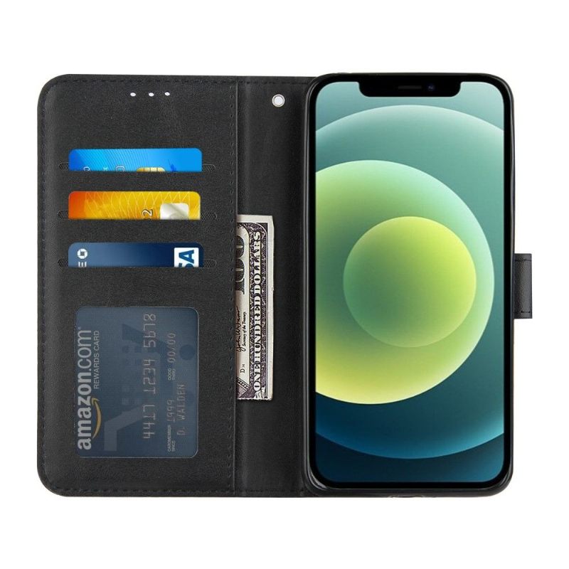 Folio-hoesje voor iPhone 13 Mini Lijnen Met Leereffect