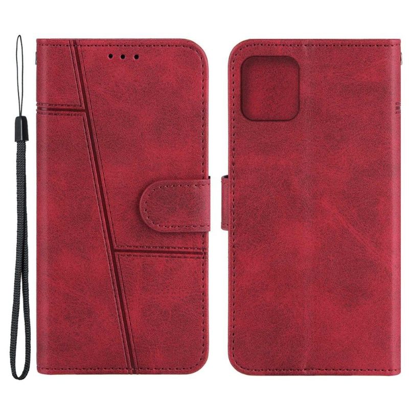 Folio-hoesje voor iPhone 13 Mini Lijnen Met Leereffect