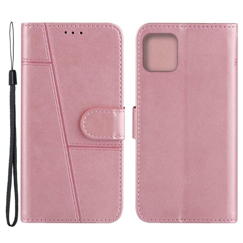 Folio-hoesje voor iPhone 13 Mini Lijnen Met Leereffect