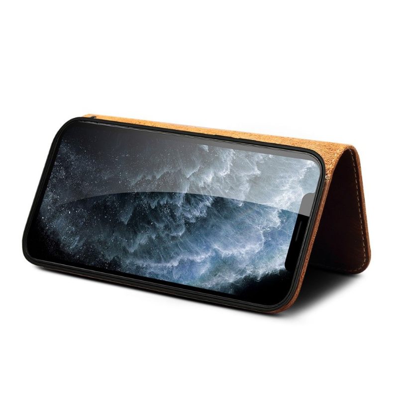 Folio-hoesje voor iPhone 13 Mini Vintage Leren Stiksels