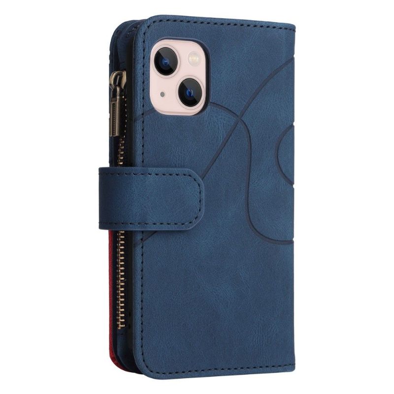 Leren Hoesje voor iPhone 13 Mini Bescherming Bicolor Artistieke 002 Serie