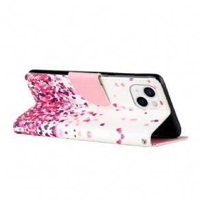 Leren Hoesje voor iPhone 13 Mini Bescherming Hartpatronen