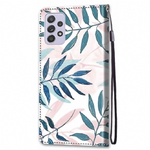 Folio-hoesje voor Samsung Galaxy A33 5G Groene En Roze Bladeren