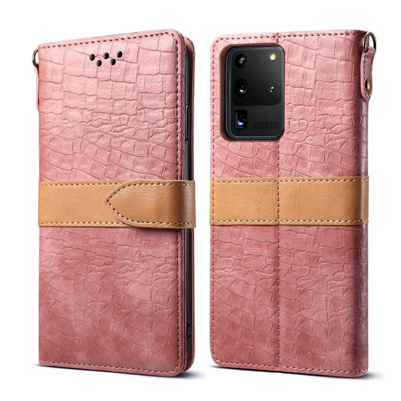 Folio-hoesje voor Samsung Galaxy S20 Ultra Anti-fall Krokodillenleereffect