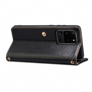 Folio-hoesje voor Samsung Galaxy S20 Ultra Premium Lederen Stiksels