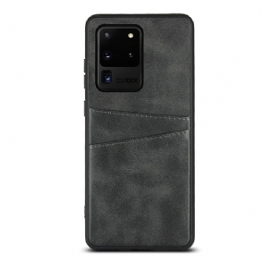 Hoesje voor Samsung Galaxy S20 Ultra Kaarthouder Met Leren Effect