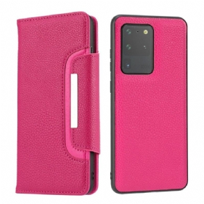 Telefoonhoesje Leren Hoesje voor Samsung Galaxy S20 Ultra Bescherming 2 in 1 Afneembaar Roze Paars