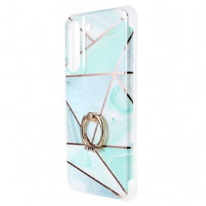 Hoesje voor Samsung Galaxy S22 5G Geometrisch Marmer Met Ring