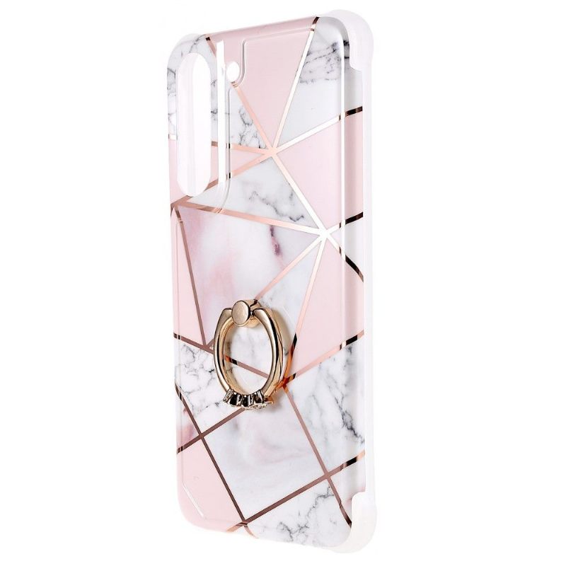 Hoesje voor Samsung Galaxy S22 5G Geometrisch Marmer Met Ring