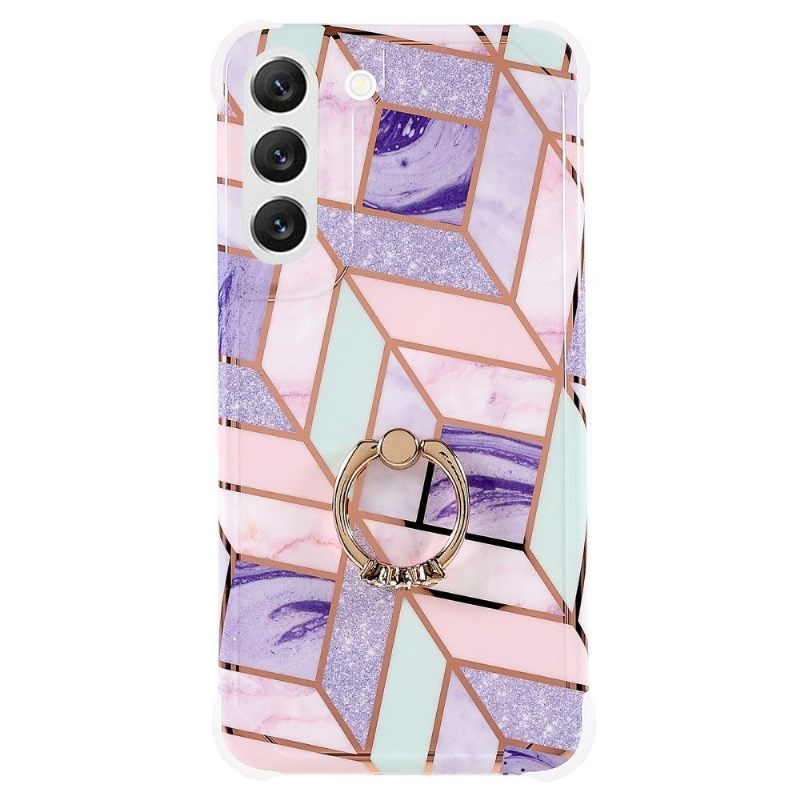 Hoesje voor Samsung Galaxy S22 5G Geometrisch Marmer Met Ring