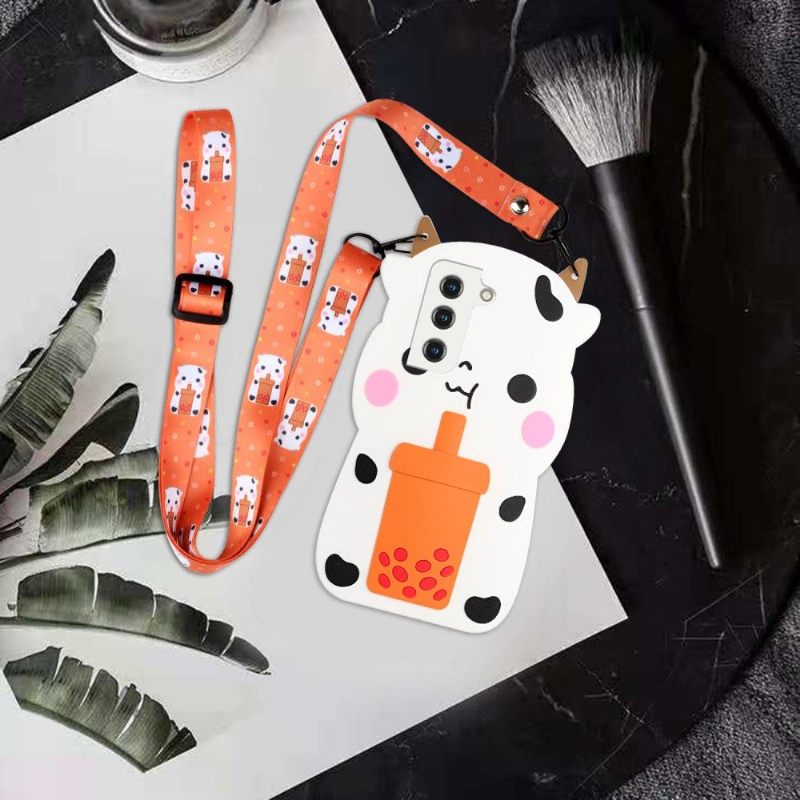 Hoesje voor Samsung Galaxy S22 5G Koe 3d Met Riem