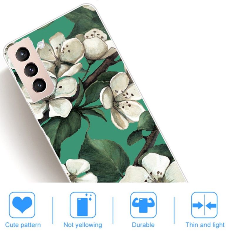 Hoesje voor Samsung Galaxy S22 5G Witte Bloemen