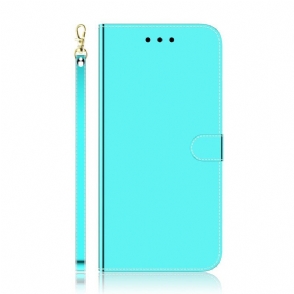 Folio-hoesje voor Oppo Reno 8 Lite Imitatie Spiegelleer Met Riem