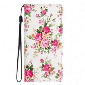 Folio-hoesje voor Oppo Reno 8 Lite Met Ketting Riem Liberty Bloemen