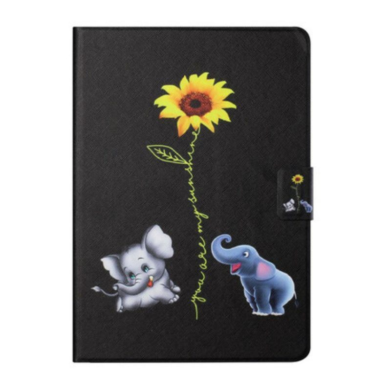 Flip Case voor Samsung Galaxy Tab A7 Lite Zonnebloem Olifanten