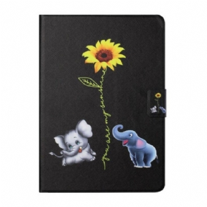Flip Case voor Samsung Galaxy Tab A7 Lite Zonnebloem Olifanten