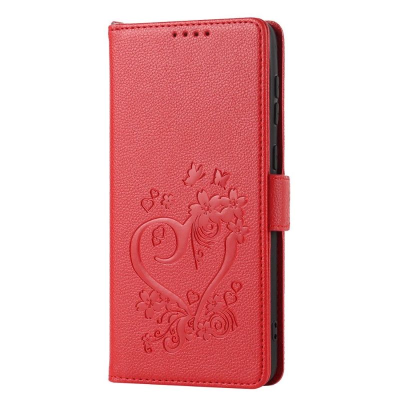 Folio-hoesje voor Samsung Galaxy A53 5G Anti-fall Bloemen Hart