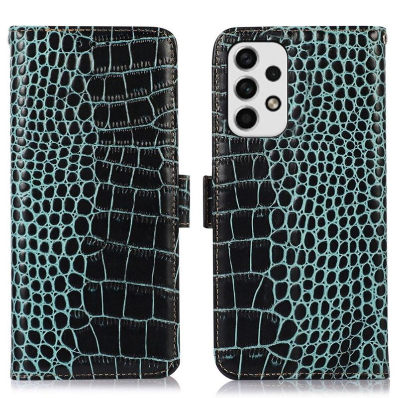 Folio-hoesje voor Samsung Galaxy A53 5G Echt Leer Met Kroko-look