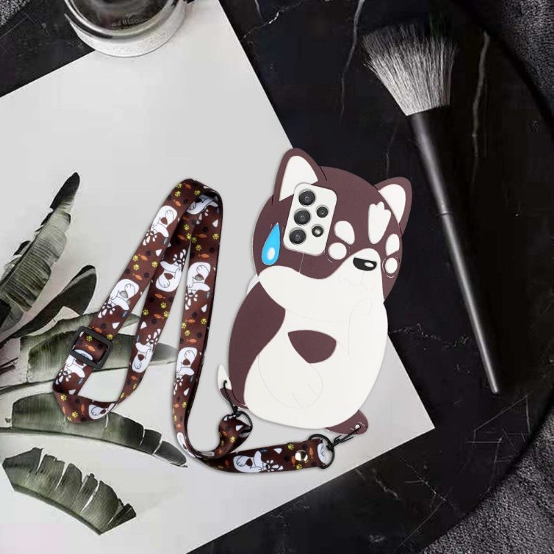 Hoesje voor Samsung Galaxy A53 5G 3d Kat Met Riem