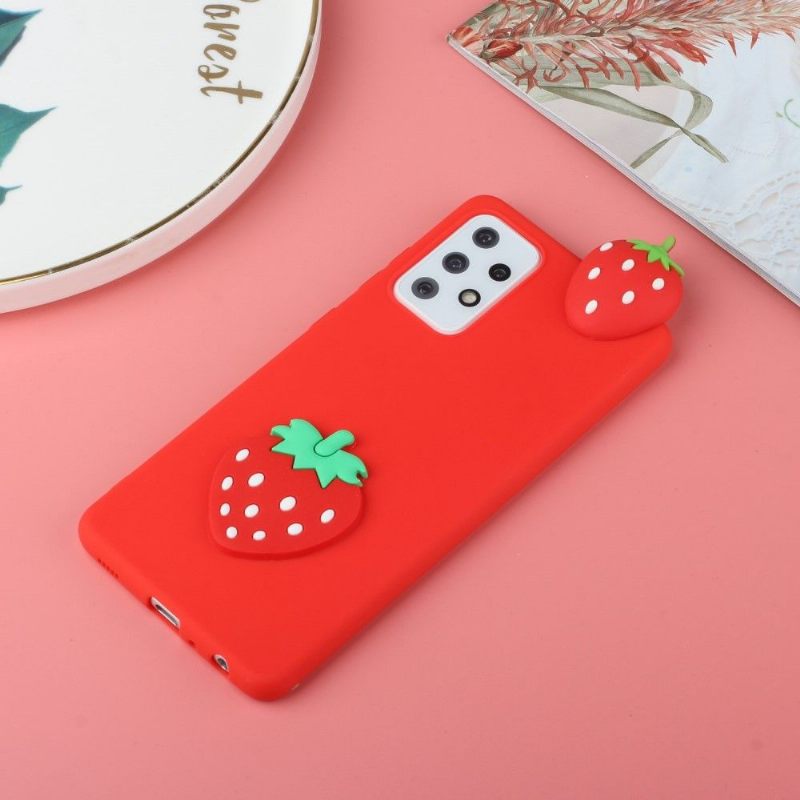 Hoesje voor Samsung Galaxy A53 5G Siliconen Aardbei 3d