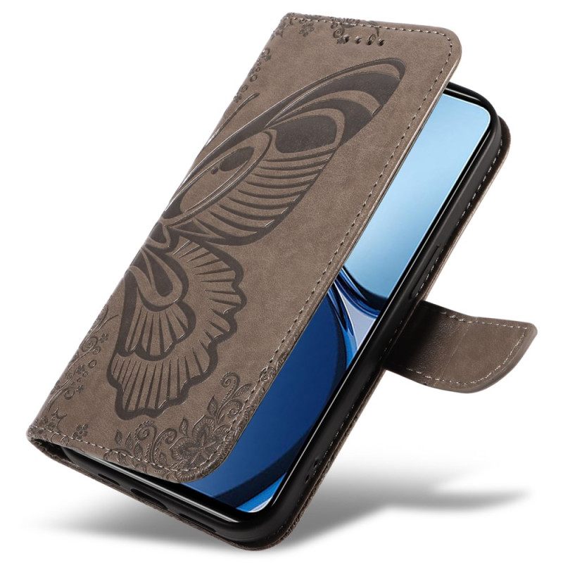 Flip Case Leren Realme C61 Grafische Vlinder