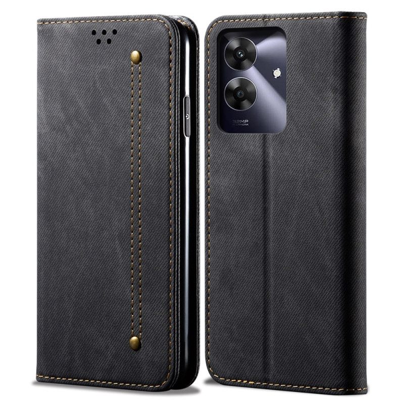 Folio-hoesje Realme C61 Denimstof Bescherming Hoesje