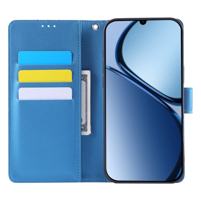 Leren Hoesje Realme C61 Bloemenkant Bescherming Hoesje