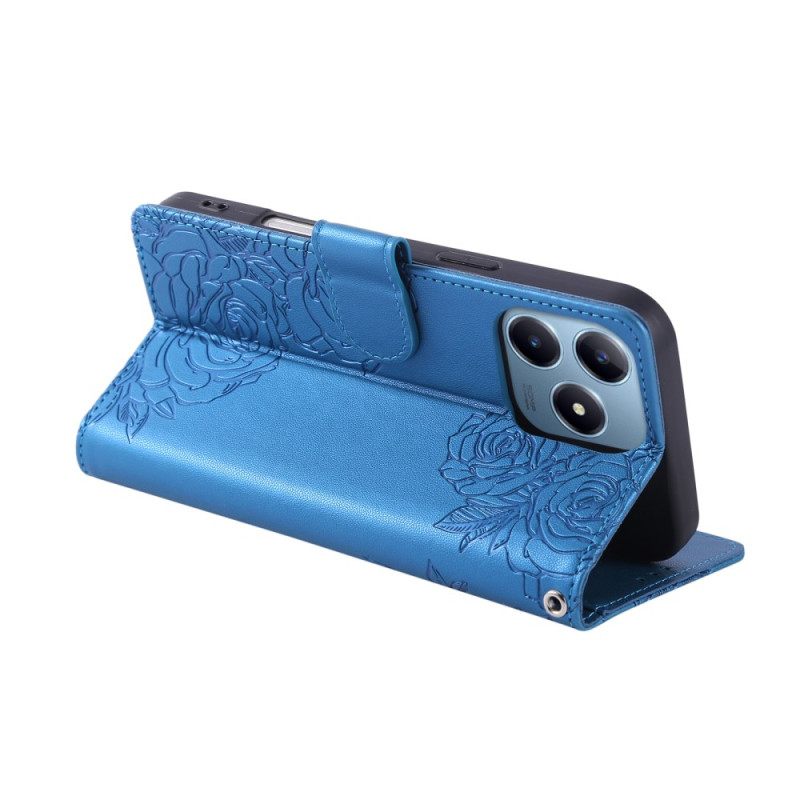 Leren Hoesje Realme C61 Bloemenkant Bescherming Hoesje