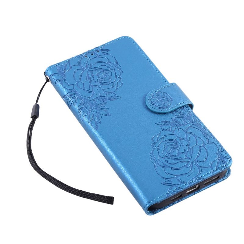 Leren Hoesje Realme C61 Bloemenkant Bescherming Hoesje