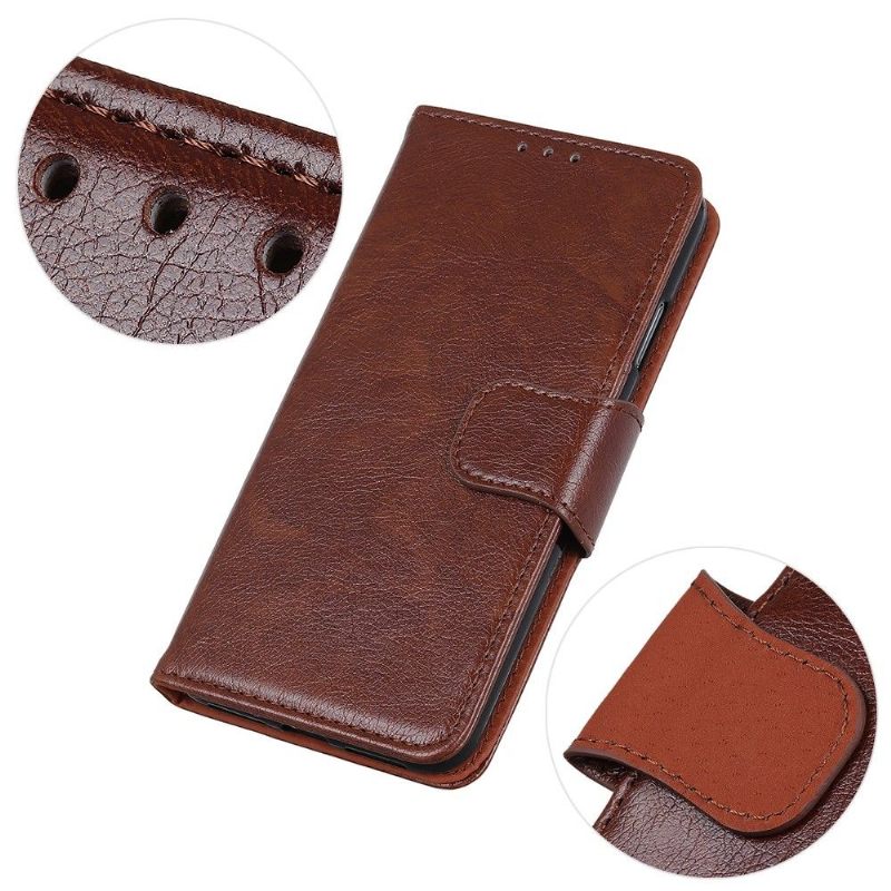 Flip Case voor Samsung Galaxy S21 FE Verouderde Lederen Stijl