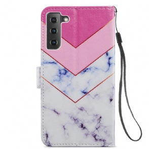 Folio-hoesje voor Samsung Galaxy S21 FE Anti-fall Marmeren Geometrie