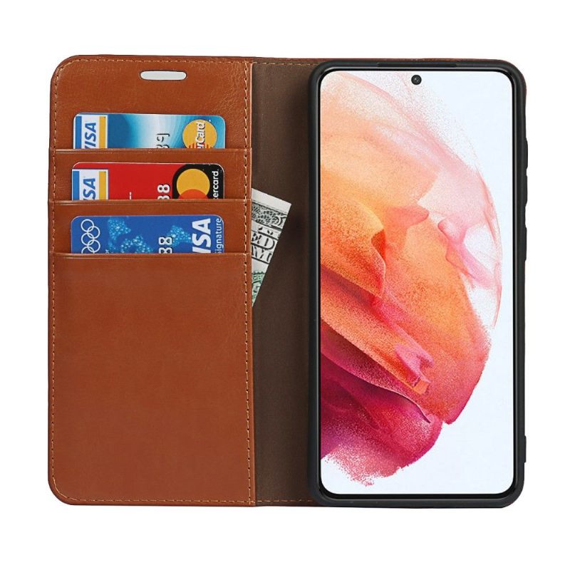 Folio-hoesje voor Samsung Galaxy S21 FE Anti-fall Ondersteuningsfunctie Voor Leren Kaarthouder