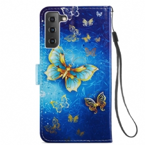 Folio-hoesje voor Samsung Galaxy S21 FE Gouden Vlinder
