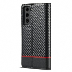 Folio-hoesje voor Samsung Galaxy S21 FE Koolstofvezel Leereffect