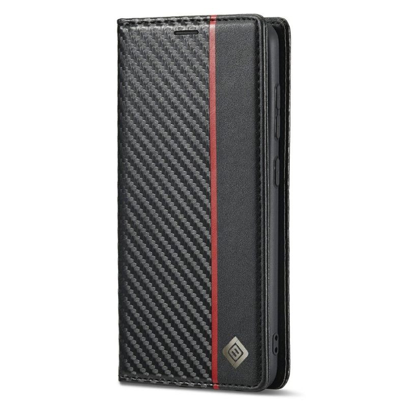 Folio-hoesje voor Samsung Galaxy S21 FE Koolstofvezel Leereffect