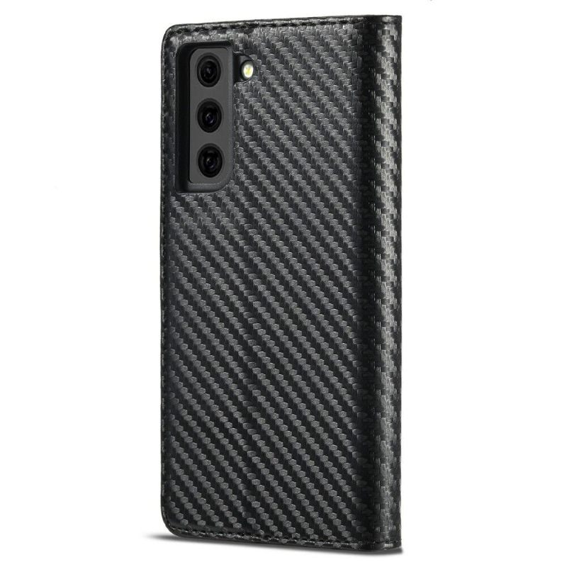 Folio-hoesje voor Samsung Galaxy S21 FE Koolstofvezel Leereffect