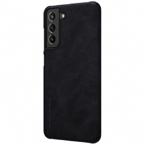 Folio-hoesje voor Samsung Galaxy S21 FE Qin-serie Leereffect