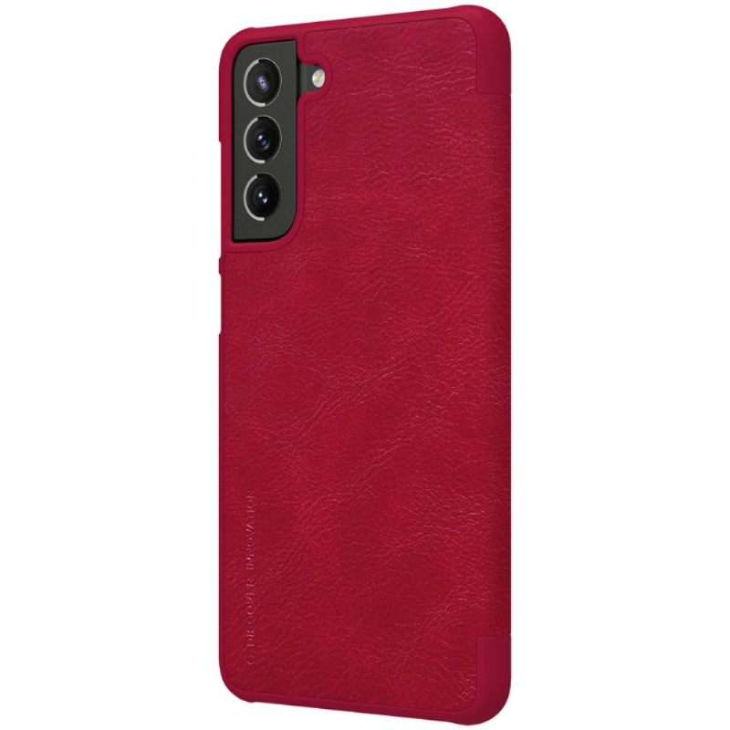 Folio-hoesje voor Samsung Galaxy S21 FE Qin-serie Leereffect