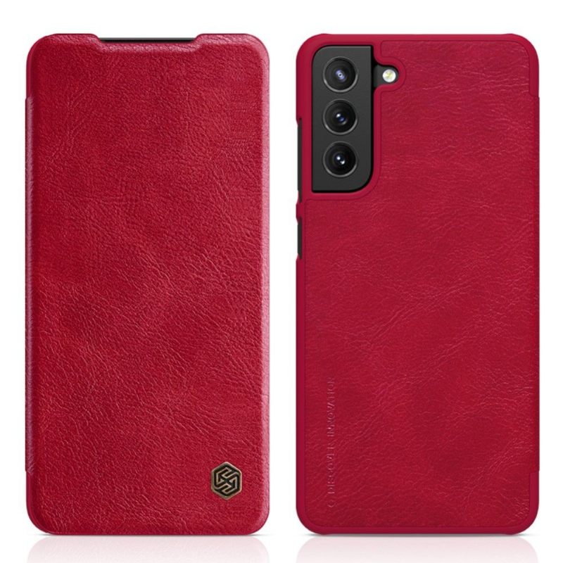 Folio-hoesje voor Samsung Galaxy S21 FE Qin-serie Leereffect