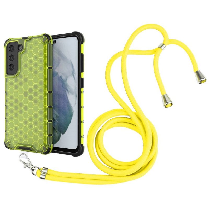 Hoesje voor Samsung Galaxy S21 FE Met Koord Honingraatontwerp