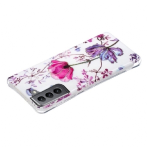 Hoesje voor Samsung Galaxy S21 FE Paarse Bloem Siliconen