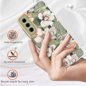 Hoesje voor Samsung Galaxy S21 FE Witte Bloem Gardenia