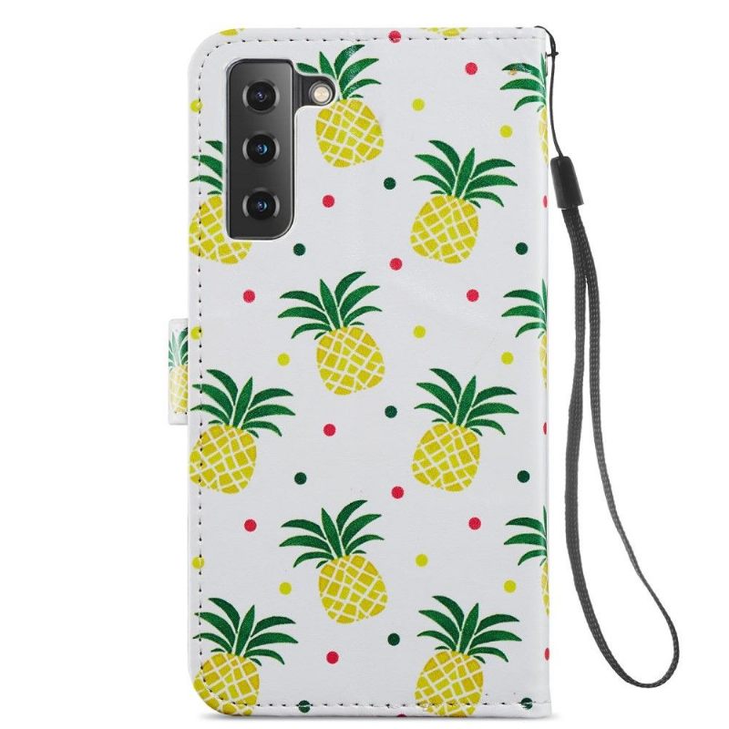 Leren Hoesje voor Samsung Galaxy S21 FE Bescherming Ananas