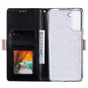 Leren Hoesje voor Samsung Galaxy S21 FE Leereffect Bloemenkant