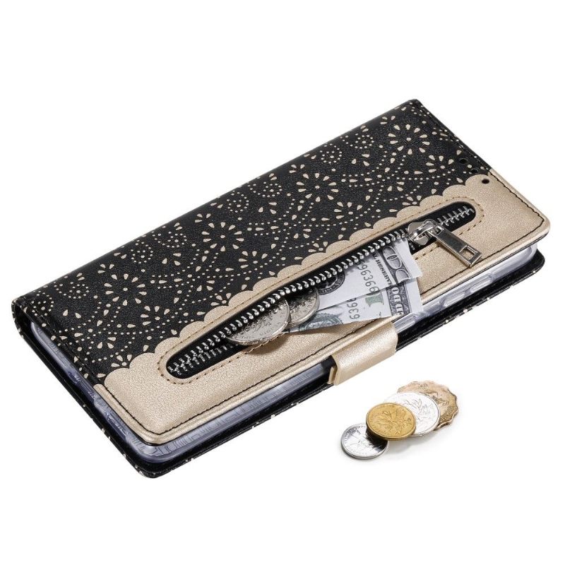Leren Hoesje voor Samsung Galaxy S21 FE Leereffect Bloemenkant