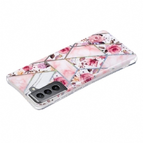 Telefoonhoesje voor Samsung Galaxy S21 FE Siliconenmarmer En Bloemen